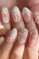 Nails with floral designs on a light background, Obroi