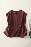 Breathable Hemp Loose Straight Tops Women Summer Sleeveless Casual Tee