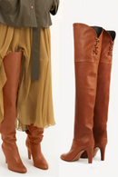 Simple and High Heels Over The Knee Sleeve Leather Boots Women's Large Round Knight Boots