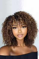 Curly Hair Wigs Full for Women Short Bob With Bangs Affordable Natural Black Hairline