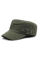Washed Cotton Army Cap – Adjustable Flat Top Visor Hat