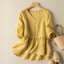 Women Shirts Linen Female Blouses Summer Elegant Lady Shirts