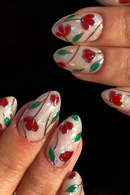 Nail Tips with Flower Pearl Design Short Almond Nails Art Wearable Design Press on Nails