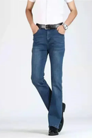 Person wearing blue jeans on a white background, Obroi