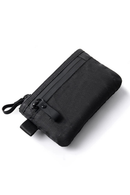 Black zippered pouch on a white background, Obroi
