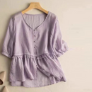 Women Shirts Linen Female Blouses Summer Elegant Lady Shirts
