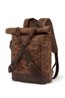 Brown leather backpack on a white background, Obroi