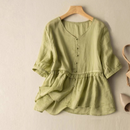 Women Shirts Linen Female Blouses Summer Elegant Lady Shirts