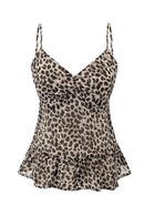 Women's Leopard Camis Ruffle Hem Flowy Tank Top Casual Summer Tops