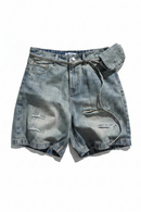 Men Denim Shorts Patchwork Ripped Blue Jeans Shorts Shorts