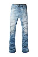 Men Boot Cut Denim Jeans Casual Classic Released Hem Pants Long-Legged Trousers