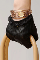 Leather Gloves Female Spring Autumn Thin Unlined Driving Genuine Leather Woman's Gloves Lace Wrist