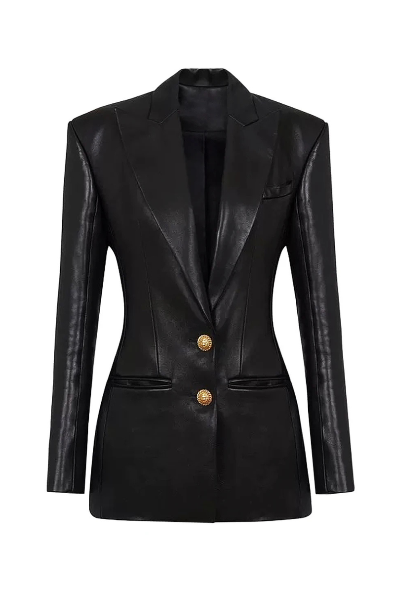 Spring And Autumn Leather Slim Fit Temperament Commuting Socialite Women's Long Sleeved Suit Top Jacket