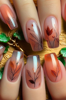 24 Pcs Gradient Press on Nails Ballet Medium Long Nail Tips Reusable False Nails Press on Coffin Removable