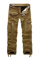 Men Fleece Cargo Pants Winter Thick Warm Pants Full Length Casual Military Baggy Tactical Trousers