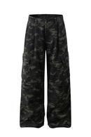 Camouflage Pleated Cargo Pants Mens Pocket Retro Safari Style Straight Loose Wide leg Trousers Men