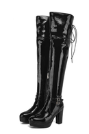 High Boots Women Patent Leather Over The Knee Boots Side Zipper Comfort Footwar Winter