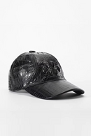Men Pattern Leather Peaked Cap Outside Casual Protected Travel Baseball Cap Adjustable