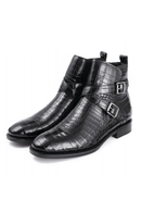 Men Luxury Leather Boots Buckle Design Formal Genuine Alligator Work Safety Shoes Dress Ankle Boots