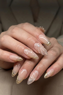 Bridal Press On Nails Gel Pearl French Almond Nails Wedding Tips for Women Elegant Jewelry