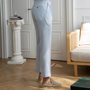 Striped Men Suit Pants Spring Summer Thin Italian Straight Casual Trousers Blue Trousers