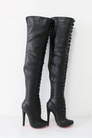Retro Round Toe Mid Thigh High Boots Women High Heel Long Boot Rear Zipper Custom Thick Thighs