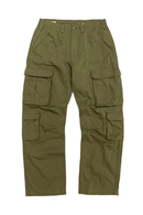 Olive green cargo pants on a white background, Obroi