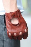 Semi-Finger Real Leather Gloves Male Summer Thin Driving Fingerless Breathable Men Gloves