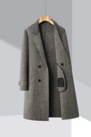 Men Wool Jacket Business Suit Collar Outdoor Job Warm Wool Coat Knee High Design Journey Light Winter Overcoat