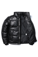 Black leather jacket with a white background, Obroi