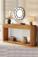 Wooden console table with decorative items in a room setting, Obroi