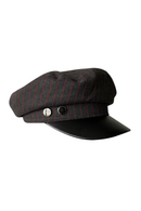 Black and red striped cap with a black visor on a white background, Obroi