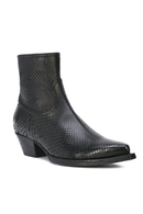Black woven ankle boot on a white background, Obroi