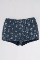 Navy blue shorts with star pattern on a white background, Obroi