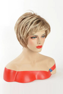 Mannequin head with a blonde wig on a white background, Obroi