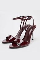 Summer peep toe women sandals metal heel slingbacks