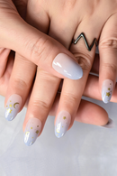 Fingernails Gradient Blue Press On Nails Art 24 Pcs Medium Almond Shape