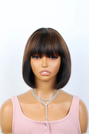 Short Straight Hair Bob Wigs Human Hair Wig With Bangs for Women Brown Honey Bob Wig