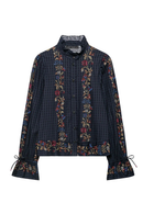 Fall New Women Long Sleeve Stand Collar Layered Decor Shirt