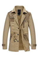 Beige winter coat with fur lining on a white background, Obroi
