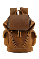 Brown leather backpack on a white background, Obroi