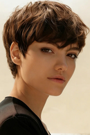 Short Straight Brown Layered Textured Pixie Cut Human Hair Wig For Women