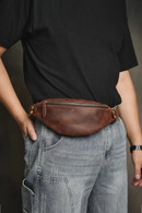 Retro Leather Genuine Leather Retro Waist Bag Multifunctional Crossbody Bag Outdoor Chest Bag