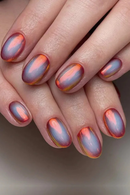 Oval Nail Art Gradient Nails Press On Round Nail Tips Acrylic Fairy False Nails Decor