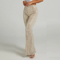 Green Flared Sequin Pants Women Autumn Wide Leg Loose Trousers Sequin Pants For Women Long