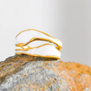 White Enamel Creative Irregular 316 Stainless Steel Open Ring Waterproof Women Jewelry