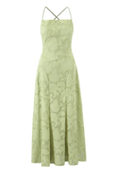 Green lace dress with thin straps on a white background, Obroi