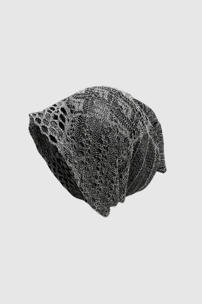 Summer Hollow Out Mesh Crochet Beanie Women Knitted Hat Ripped Hole Punk Lace Stacking Hat