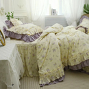 Princess purple flower bedding set full king queen country home textile bed dress pillow case duvet cover