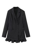 Women Black Gothic Striped Blazer Jacket Outerwear Suit Coat Clothes